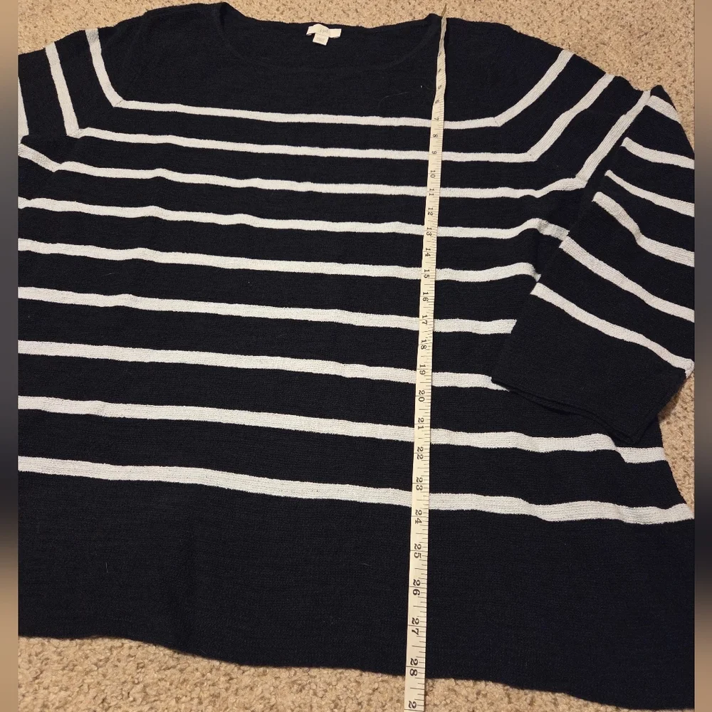J. Jill Women's 4X Black White Striped Nautical Beachy Knit Sweater Cotton - Picture 4 of 6